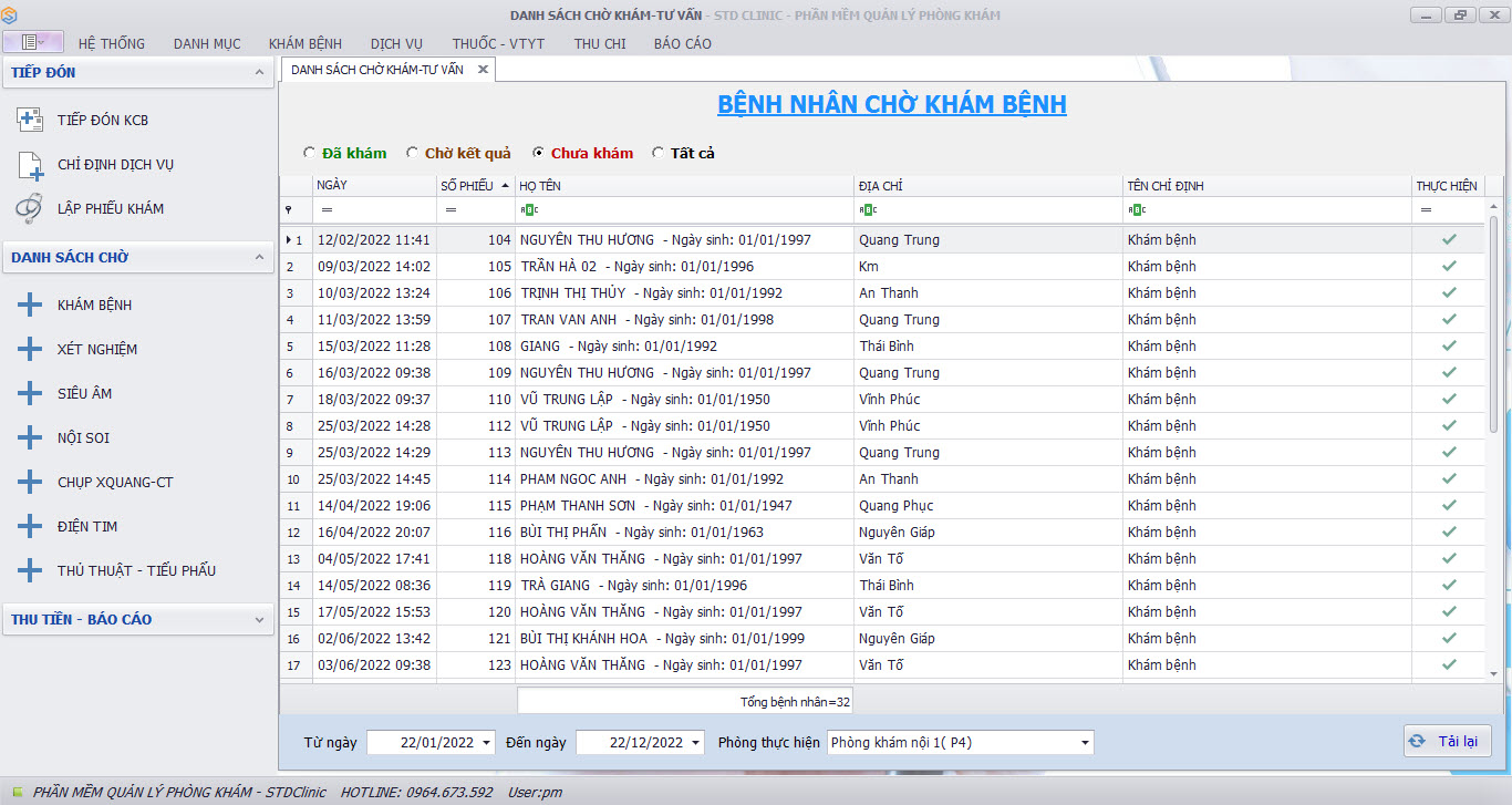 Phần mềm quản lý phòng khám STD CLINIC
