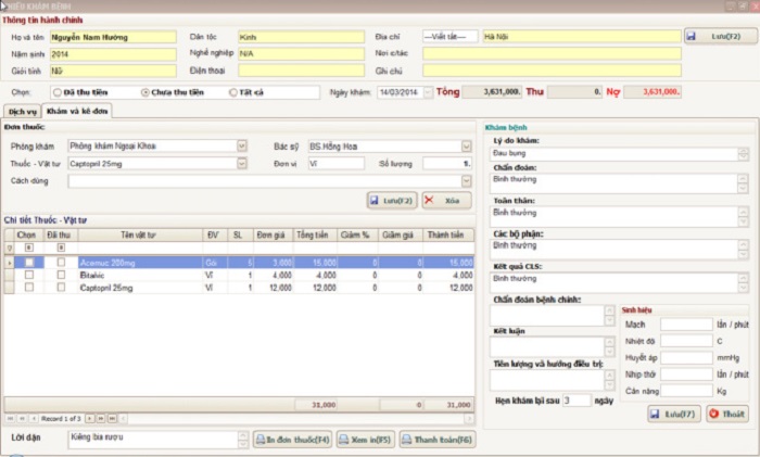 Phần mềm quản lý phòng khám NANOSOFT