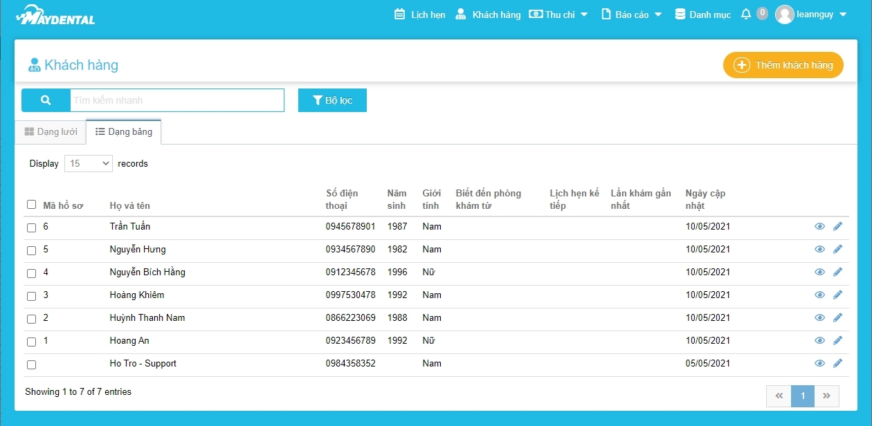 Phần mềm quản lý nha khoa MayDental